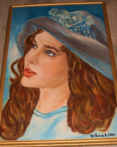 портрет леди голубой цвет девушка живопись фото